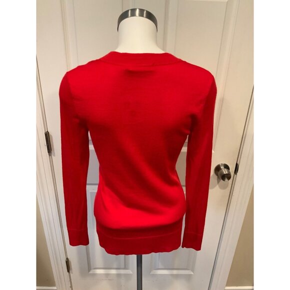 Tory Burch Red Thin Knit Gold Button Cardigan, Size Small - Picture 5 of 6